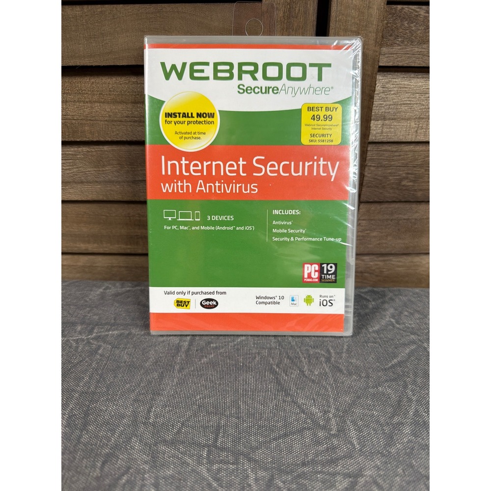 Webroot Internet Security with Antivirus 3 Device SecureAnywhere Green NEW